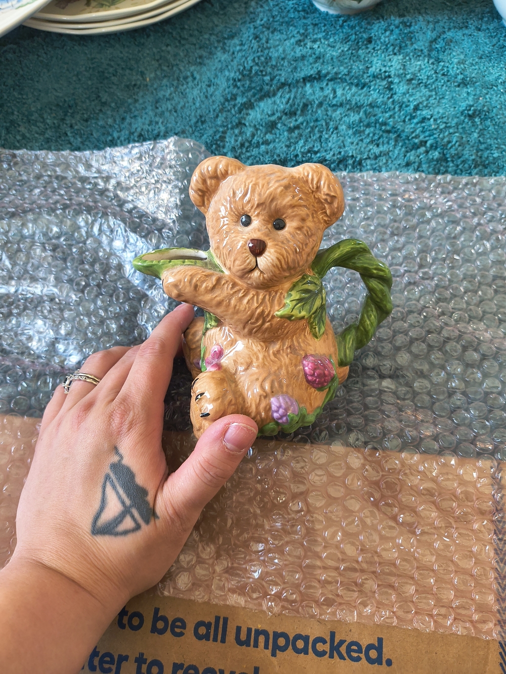 Boyds Bears Ceramic Piece with Black Logo on White